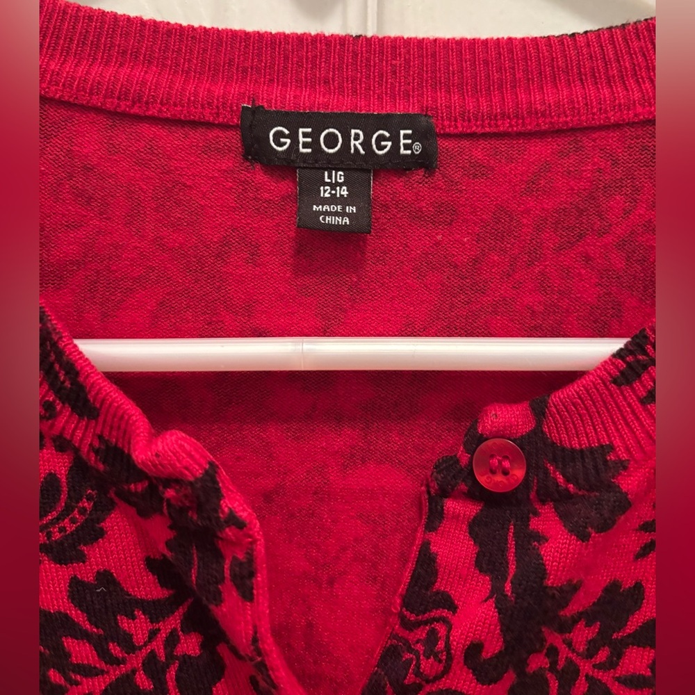 George Brand Red and Black Patterned Cardigan - Picture 2 of 4